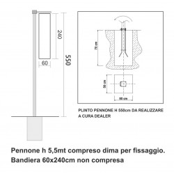 Pennone metallico H 550cm